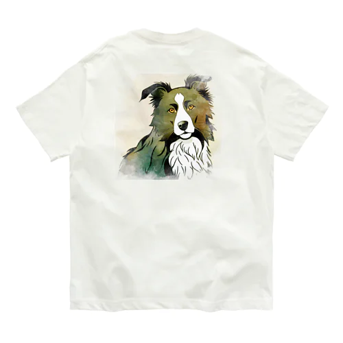 ボーダーコリー水彩 Organic Cotton T-Shirt