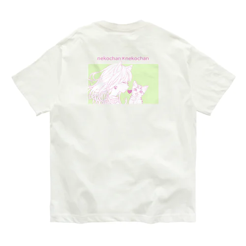 ネコチャン×ネコチャン(バックプリント) オーガニックコットンTシャツ