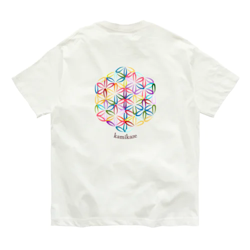 虹 / フラワーオブライフ オーガニックコットンTシャツ