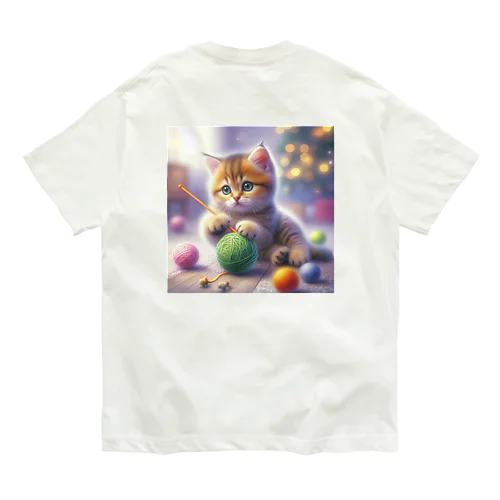 遊ぶにゃんこNo.7 オーガニックコットンTシャツ