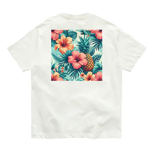 花柄 オーガニックコットンTシャツ