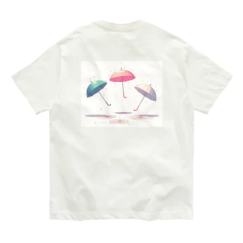 雨で踊る傘 オーガニックコットンTシャツ