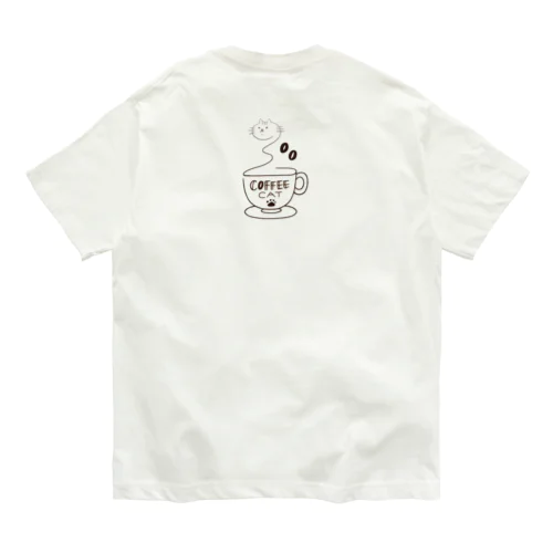 COFFEE CAT 2 湯気猫 Organic Cotton T-Shirt