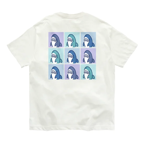 9匹のサメバックプリント Organic Cotton T-Shirt