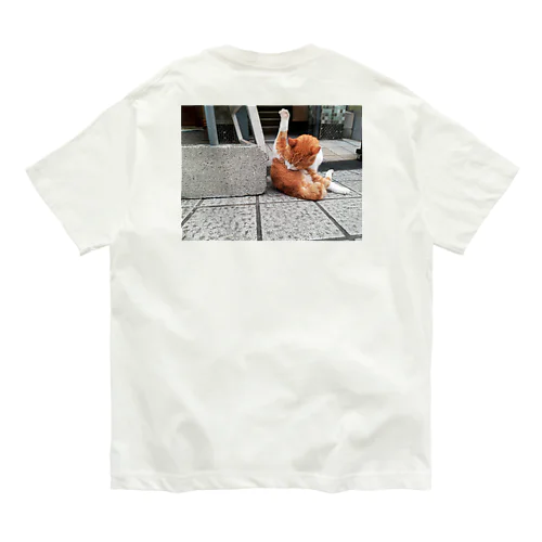 脚上げねこ Organic Cotton T-Shirt