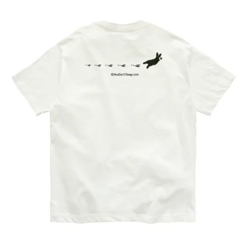 どっかから出て来たおしりウサギ✽カーキプリント オーガニックコットンTシャツ