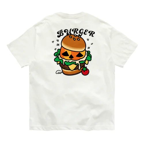 バックプリント　バーガー オーガニックコットンTシャツ