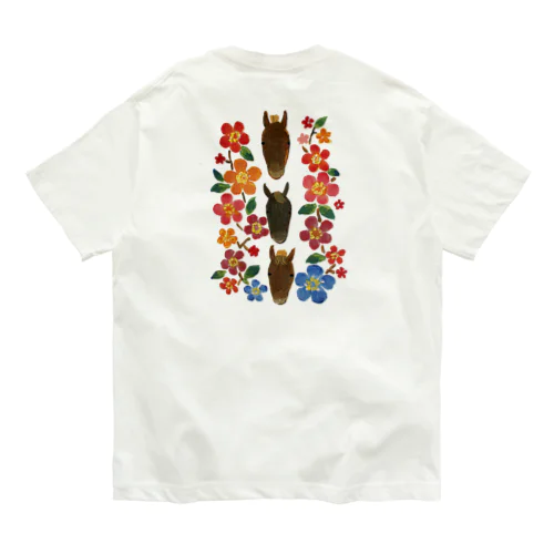 馬と花だらけ Organic Cotton T-Shirt
