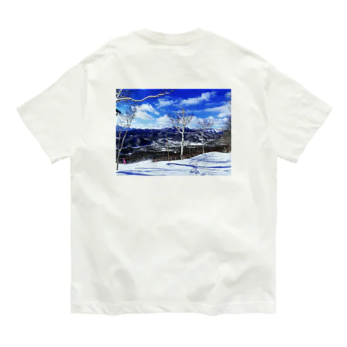 白樺と雪景色 オーガニックコットンTシャツ
