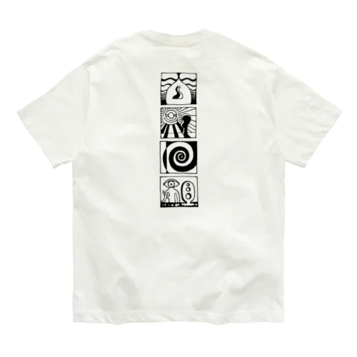 太陽の眼 文字絵SP(黒/縦長/両面) オーガニックコットンTシャツ