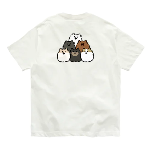 ポメラニアンピラミッド(カラフル・バックプリント) オーガニックコットンTシャツ