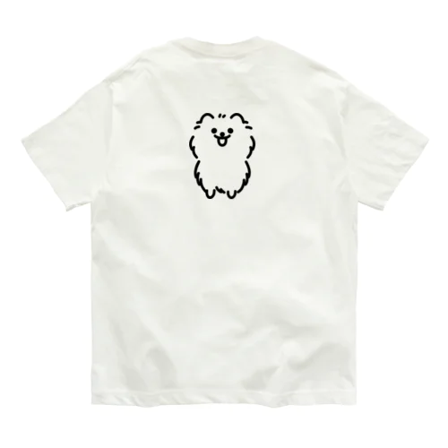 ふわふわのポメラニアン(バックプリント) オーガニックコットンTシャツ