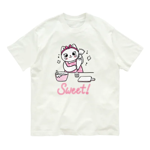 猫　お菓子づくり オーガニックコットンTシャツ