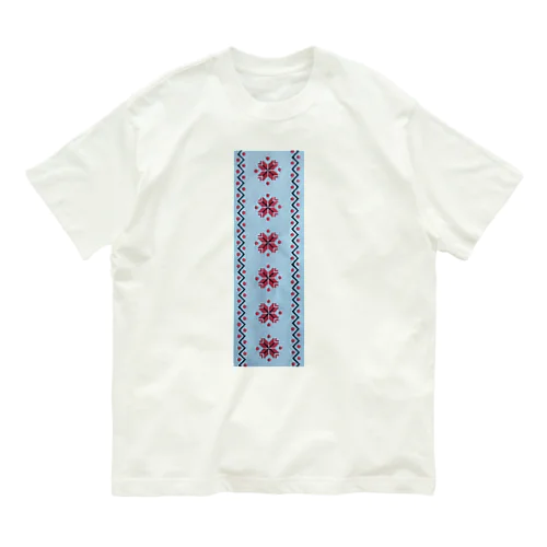 ウクライナの民族衣装ヴィシヴァンカの刺繍風（縦） オーガニックコットンTシャツ