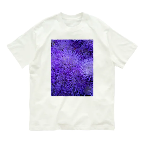 ふわふわ紫色の花 オーガニックコットンTシャツ