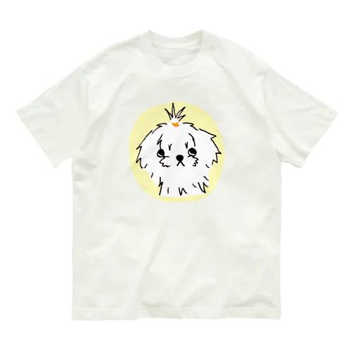 マルチーズ子犬の上目遣い オーガニックコットンTシャツ