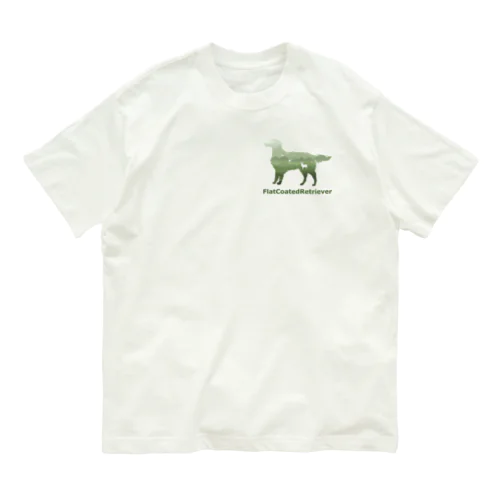 空と森と犬　フラットコーテッドレトリバー オーガニックコットンTシャツ