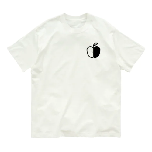 へたくそベジェ曲線アップル オーガニックコットンTシャツ