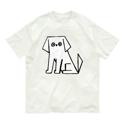 白い犬 オーガニックコットンTシャツ