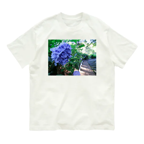 華にブルー Organic Cotton T-Shirt