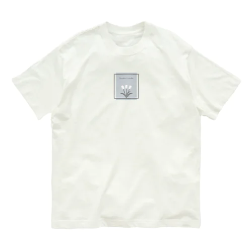 baby gray blue × white flower*** オーガニックコットンTシャツ