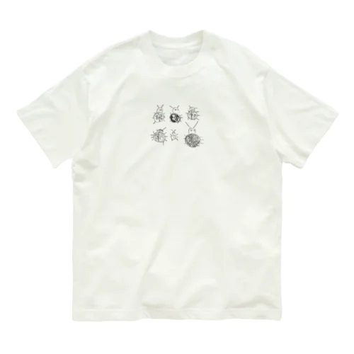 こどもが描いたモノクロのてんとう虫の オーガニックコットンTシャツ