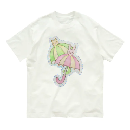 うさぎ傘とねこ傘 Organic Cotton T-Shirt