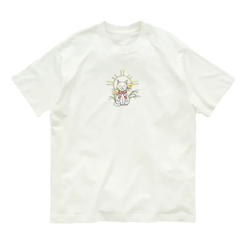 天照白猫神 オーガニックコットンTシャツ