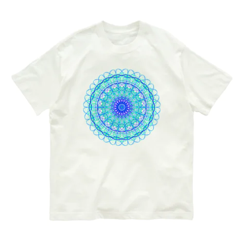 お花①アクアブルー Organic Cotton T-Shirt