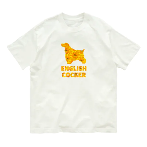 イングリッシュコッカースパニエル　ガーベラ オーガニックコットンTシャツ