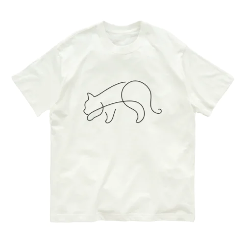 忍び歩きシンプル黒猫 オーガニックコットンTシャツ