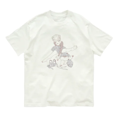 バレエと猫 オーガニックコットンTシャツ