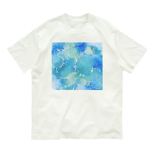 インクアート ブルー系 オーガニックコットンTシャツ