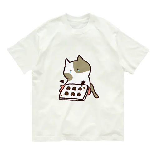 クッキーが焦げちゃった猫ちゃん オーガニックコットンTシャツ