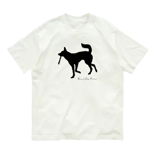 黒い犬と棒 オーガニックコットンTシャツ