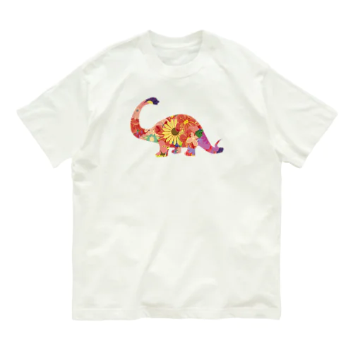 花でできたブロントサウルス Organic Cotton T-Shirt