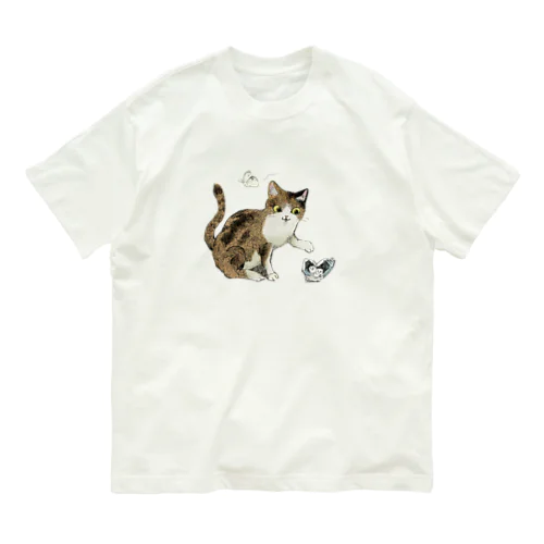 ロゴにゃんこ オーガニックコットンTシャツ