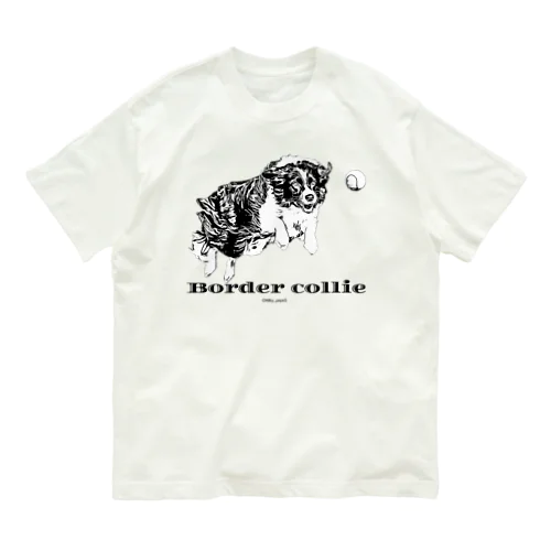 ボーダーコリー モノクロデザイン Organic Cotton T-Shirt