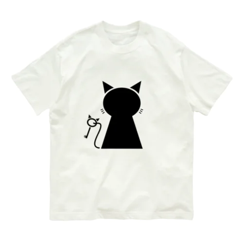 鍵穴っぽい猫 (黒猫) オーガニックコットンTシャツ