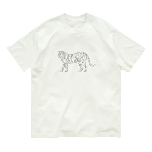 模様動物とら_usu オーガニックコットンTシャツ