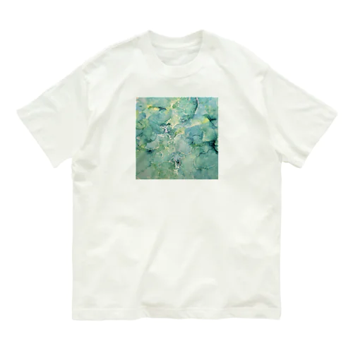 シックなグリーンブルー インクアート Organic Cotton T-Shirt