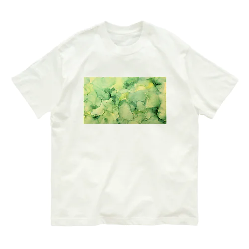 黄緑系 インクアート Organic Cotton T-Shirt