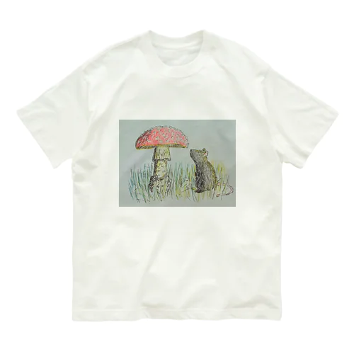 きのこがきになるねずみさん Organic Cotton T-Shirt