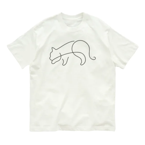 忍び歩きシンプル黒猫 オーガニックコットンTシャツ