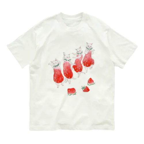 いちごの妖精にゃんこ オーガニックコットンTシャツ