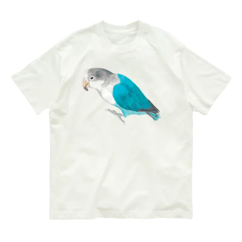 [森図鑑] ブルーボタンインコと種 Organic Cotton T-Shirt