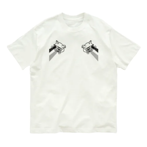 【黒・前】3D猫 Organic Cotton T-Shirt