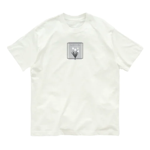 grayish color × white × charcoal ×  tulip bouquet オーガニックコットンTシャツ