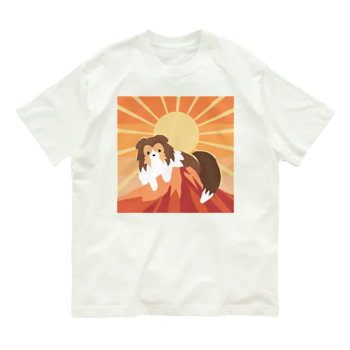 シェルティ×富士山(赤) Organic Cotton T-Shirt