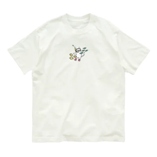 シュノーケリングをするねこ Organic Cotton T-Shirt